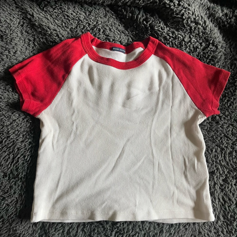 Brandy Melville cropped baseball baby tee